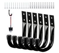 Birtern Lot de 6 crochets de garage muraux - Porte-outils de cour - Support mural robuste pour outils de jardin, pelouse, échelles, vélo, ski