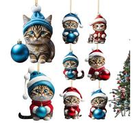 Birtern Lot de 8 décorations de Noël en forme de chat pour sapin de Noël | Jolies décorations de Noël décoratives en acrylique pour propriétaire de chat