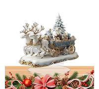 Birtern Panneau de bureau en acrylique | Décoration de Noël 2D en acrylique avec traîneau du Père Noël - Figurine artistique sur le thème des vacances d'hiver, pour chambre à coucher, bibliothèque