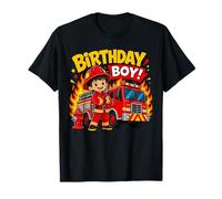 Birthday Boy Firefighter Fire Truck Themed Party Kids T-Shirt