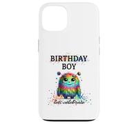 Birthday Boy Lets Celebrate Silly Rainbow Monster & Confettis Coque pour iPhone 13