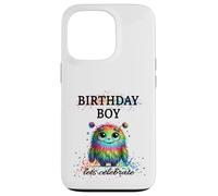 Birthday Boy Lets Celebrate Silly Rainbow Monster & Confettis Coque pour iPhone 13 Pro