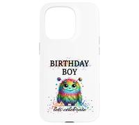 Birthday Boy Lets Celebrate Silly Rainbow Monster & Confettis Coque pour iPhone 15 Pro