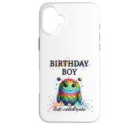Birthday Boy Lets Celebrate Silly Rainbow Monster & Confettis Coque pour iPhone 16 Plus