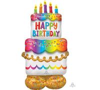 BALLON ALU GÂTEAU ANNIVERSAIRE 68X134CM MULTICOLORE