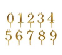 Birthday Cake Candle Holders - 0 to 9 Number Steady Topper Decorations | Metal Numerical Stand with Secure Prong, Reusable Golden Party Ornament with Elegant Finish, Base for Bakers