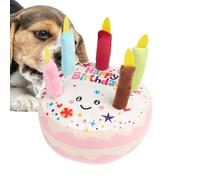 Birthday Cake dogPlush Toy - Sound Teething Chew Interactive Toy, dogEnrichment Toys Small Medium Dogs | Canine Birthday Celebration, Chewing Outlet Provision, Squeaker Sound Stimulation