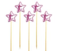 Birthday Cake Toppers- 5X Effortless Star Birthday Cake | Toppers Picks Supplies | Food Cakes Decor Stake | Food-grade Baby Shower Decorations | Glitter Cakes Decoration For Boys & Girls Party