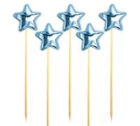 Birthday Cake Toppers- 5X Effortless Star Birthday Cake | Toppers Picks Supplies | Food Cakes Decor Stake | Food-grade Baby Shower Decorations | Glitter Cakes Decoration For Boys & Girls Party