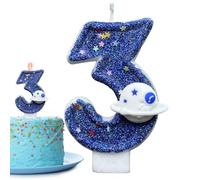 Birthday Candles Numbers, Space Theme Cake Number Candle, 1.57x0.39x2.76 Inches Party Supplies, Novelty Topper, Decorative Number Candle, Fun Decoration for Friends and Family