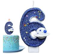 Birthday Candles - Pro | Space Theme - Bougies D'Anniversaire Chiffres Thème Espace Décoration De Gâteau Pour Amis Et Famille Topper De Gâteau Fantaisie Fournitures De Fête Bleues | 2026 Pro