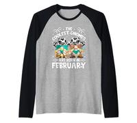 Birthday Cow Print Gnomes for Women Who are Born in February Manche Raglan