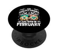 Birthday Cow Print Gnomes for Women Who are Born in February PopSockets PopGrip Adhésif