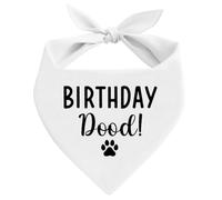 Birthday Dood Bandana pour chien Blanc Accessoire écharpe pour chien Cadeau d'anniversaire pour chien, Silencieux triangulaire pour animaux de compagnie pour chiens de petite et moyenne taille Cadeau