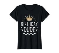 Birthday Dude Retro King Celebrate T-Shirt Graphique avec Valeur, Femme, Noir, S