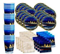 Birthday Galore - Titanic Ensemble de fournitures de fête d'anniversaire pour 16 personnes - Jack Dawson - Bleu