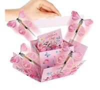Birthday Gift Box - Flying Butterfly Package, Floral Boxes with Candy Wrapping, Decorative Boxs, Photo Card, Party Box for Children Friends Family Wedding Proposal Cookie Chocolate Photo Cards Ring