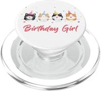 Birthday Girl - Girls Watercolor Cartoon Cats Graphic PopSockets PopGrip pour MagSafe