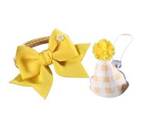 Birthday Hat - Cat Birthday Hat & Bow Tie Collar | Party Headwear,2PCS Set, 50g Adjustable Pet Headwear, Cute Plaid Dog Head Wear Costume Decorations, Reusable Party Supplies for Cats & Small Dogs