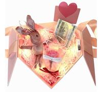 Birthday Money Box - Heart Shaped Cash Holder, Love Theme Pull Out Savings, Decorative Fun Gift for Kids Adults Family Party Carnival Christmas Holiday, Portable Table Accent