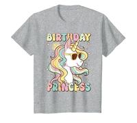 Birthday Princess Unicorn T-Shirt, Enfant, Gris Chiné, 6 Ans