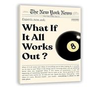 BIRXPMOS Affirmations Wall Decor What If It All Works Out Canvas Wall-Art Newspaper Aesthetic Teamwork Inspirational Quotes Living Room Bedroom Office Home Decoration(Framed,12x18inch(30x45cm))