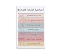 BIRXPMOS Editing and Proofreading Marks - Classroom Decor for Writers, Grammar Enthusiasts and Home Office Library Aesthetic(Framed,08x12inch(20x30cm))