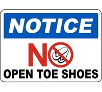 BIRXPMOS Industrial Sign No Open Toe Shoes Allowed Vintage Metal Tin Plaque for Workshop Factory Machine Shop Decor 8 X 12 in