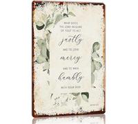 BIRXPMOS Micah 6 8 Walk Humbly Metal Tin Sign Eucalyptus Scripture Decor for Man Cave Bar Pub Home 8 X 12 in