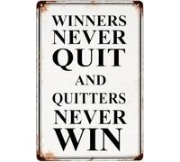 BIRXPMOS Retro Motivational Tin Sign Winners Never Quit Quitters Never Win Wall Decor Farmhouse Part Patio Porch Home Garden Bar 8 X 12 in