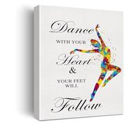 BIRXPMOS Studio Wall-Art Dance with Your Heart Watercolor Print Motivational Quote for Home Dance Decor(Unframed,08x12inch(20x30cm))