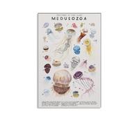 BIRXPMOS Vintage Jellyfish Marine Life Educational Chart Ocean Biology Science Art Canvas Print Wall Art for Coastal Home Decor(Unframed,16x24inch(40x60cm))
