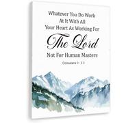 BIRXPMOS Whatever You Do Work Heartily Sign - Colossians 3:23 Canvas Art, Vintage Inspirational Office Decor for Men, Boss Gift, Coworker Appreciation Present (Framed,16x24inch(40x60cm))