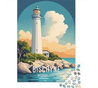 Biscayne National Park Lighthouse Poster Puzzle en Bois, 1000 pièces