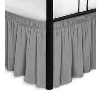 Biscaynebay Cache-sommier avec Coins fendus pour Grand lit de 45,7 cm de Hauteur, Gris argenté, élastique réglable, Anti-poussière, Facile à Installer, Tissu Luxueux et Soyeux Lavable en Machine
