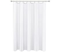 Biscaynebay Rideau de douche en tissu à rayures damassées et imperméables - Lavable en machine - 183 x 183 cm - Blanc