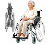 Bischoff & Bischoff® S-Eco 300 Fauteuil roulant pliable léger - Hauteur d'assise réglable - Fauteuil roulant de voyage pliable avec fourche en métal - Accoudoirs Duo (largeur d'assise 52 cm)