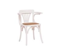 Biscottini accoudoirs 76 x 42 x 43 cm Salle à Manger Bois Finition Blanc Vieilli | Chaise de Cuisine Assise en rotin, Media