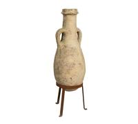 Biscottini Amphore en Terre Cuite avec Poignées et Base Porte-Pots en Fer - Vase pour Balcon