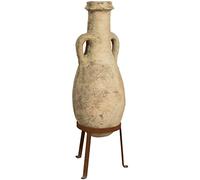Biscottini Ancienne amphore jare avec poignées en Terre Cuite - Base amphore Porte-Pots en Fer