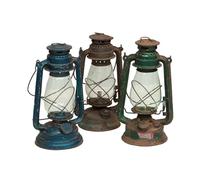 Biscottini Ancienne lanterne à pétrole en métal L15,5 x PR15,5 x H32,5 - Centre de table - Décoration maison - Lanterne shabby - Camping