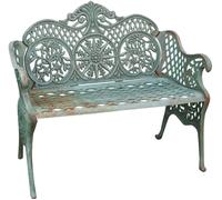 Biscottini Banc De Jardin En Fonte Vert Antique 110x55x90 2 Places Liberty