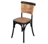Biscottini Chaise cuisine et salon en rotin et bois massif - Chaises de salle à manger Thonet Vintage - Chaises d'extérieur et intérieur en peluche - Chaise noire marron Bistrot Rustica