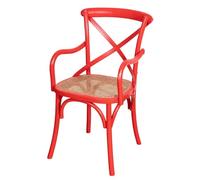 Biscottini Chaise de salle à manger en bois massif - Chaises avec accoudoirs cuisine et salon en rotin Vintage - Chaise en peluche d'extérieur et intérieur Thonet - Chaises rembourrées Cross Rustica