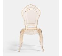 Biscottini Chaise en polycarbonate doré transparent - Chaise de cuisine salon 53 x 50 x 97,5 cm - Fauteuil baroque pour salle à manger chambre à coucher - Fauteuil en plastique pour extérieur moderne