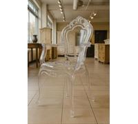 Biscottini Chaise en polycarbonate transparent - Chaise de cuisine salon 53 x 50 x 97,5 cm - Fauteuil baroque pour salle à manger, chambre à coucher - Chaise en plastique pour extérieur, moderne