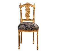 Biscottini Chaise Louis XVI Rembourrée Or - Style Classique - Chaises de Salle à Manger - Fauteuil de Chambre - Décor Maison - Bois de Hêtre Massif - Patine en Feuille d'Or - 40x46x92 cm
