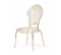 Biscottini Chaise transparente baroque en polycarbonate - Fauteuil effet cristal - Chaises en plastique Louis XV moderne - Chaise élégante pour salle à manger, cuisine, salon, restaurant