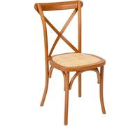 Biscottini Chaises de salle à manger bois massif 42x44x88 cm - Chaise cuisine et salon en rotin - Chaises en bois d'extérieur et intérieur rustique Cross - Chaise rembourrée en rotin et bois vintage
