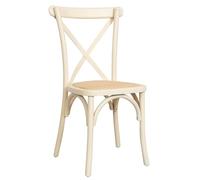 Biscottini Chaises de salle à manger bois massif 86x42x46 cm - Chaise cuisine et salon en rotin - Chaises en bois pour l'extérieur et l'intérieur - Chaise en bois blanc Cross